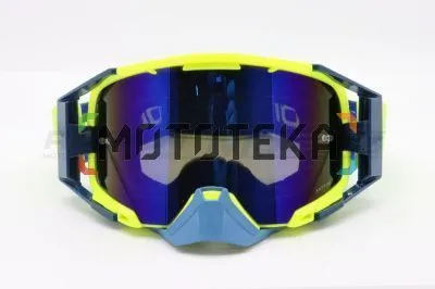 Мотоочки кроссовые ROCKOT (Рокот) RM - 391 (желтый - синий/синяя, REVO, Dual Lens, Anti - Scratch/Anti - Fog)
